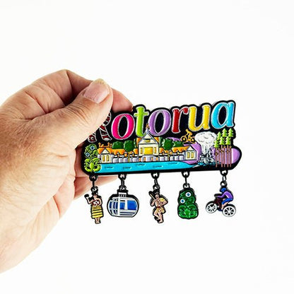 Rotorua NZ Fridge Magnet with Dangling Charms - ShopNZ