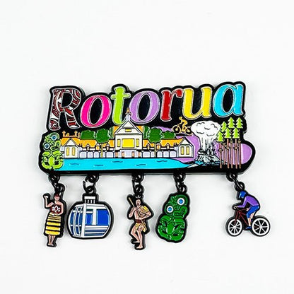 Rotorua NZ Fridge Magnet with Dangling Charms - ShopNZ