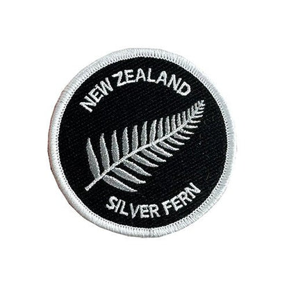 Round NZ Silver Fern Iron On Patch - ShopNZ