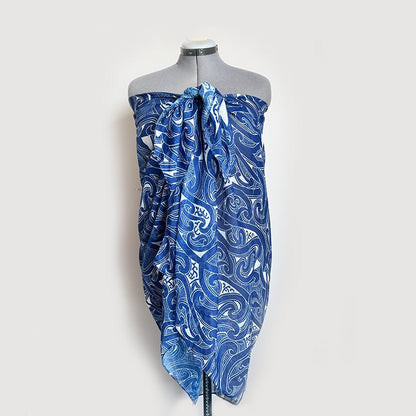 Sapphire Blue Maori Tattoo Design Sarong or Scarf - ShopNZ