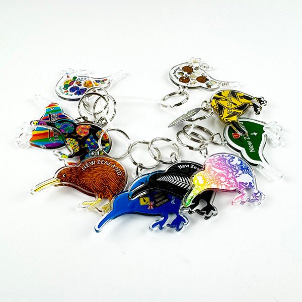 Set of 10 Assorted Kiwi Keyrings - ShopNZ