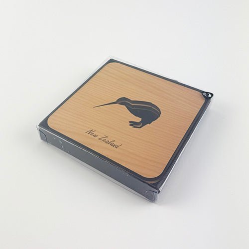 Set of 4 Kiwi Bird Rimu Coasters - ShopNZ