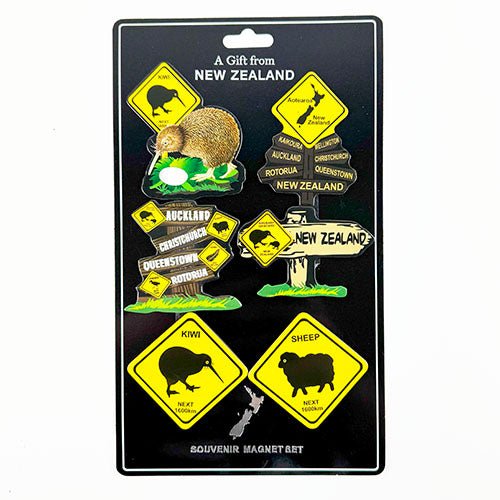Set of 4 NZ Souvenir Road Sign Fridge Magnets - ShopNZ