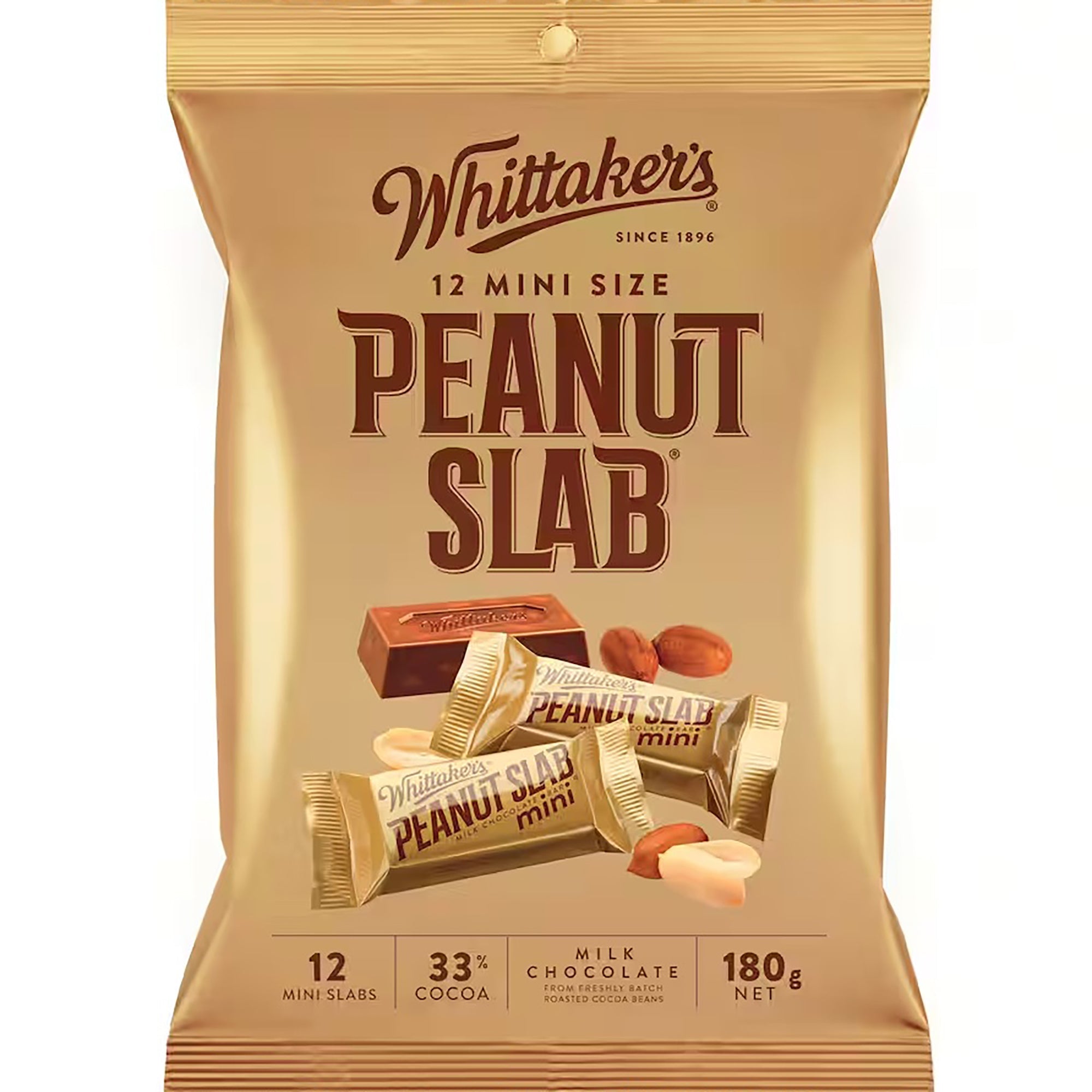 Shareable Pack of 12 Mini Whittakers Peanut Slab Chocolate - ShopNZ