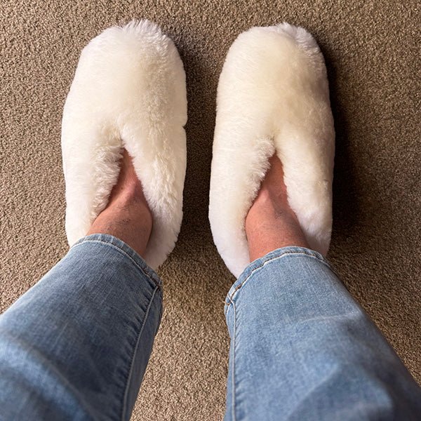Sheepskin Wool Out Slippers with Suede Soles - ShopNZ
