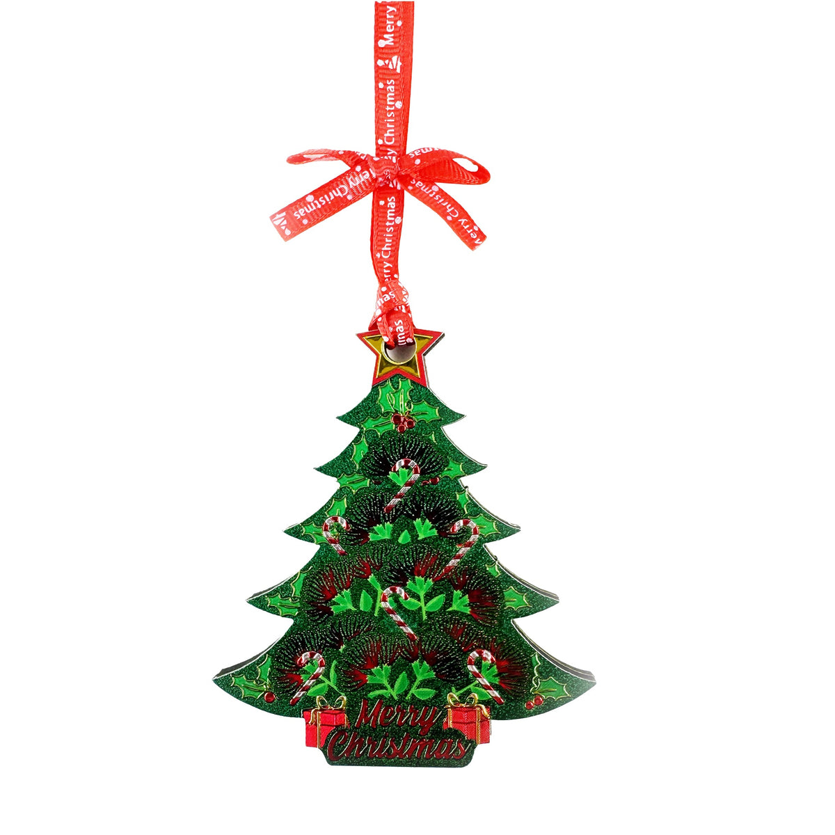 Shiny Foil Merry Christmas Tree with NZ Pohutukawa Flowers - ShopNZ