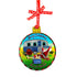 Shiny Foil NZ Christmas Ornament of Santa Claus Beside His Caravan Barbecue and Chilly Bin - ShopNZ