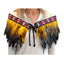 Short Maori Korowai with Gold and Black Feathers and Red Taniko