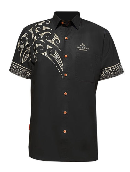 Short Sleeve Mens Maori Koru Tattoo Shirt - ShopNZ