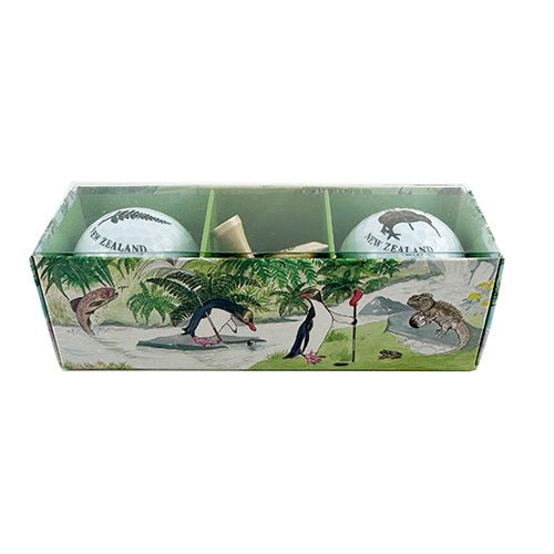 Silver Fern and Kiwi Bird Set of 2 Golf Balls and Tees - ShopNZ