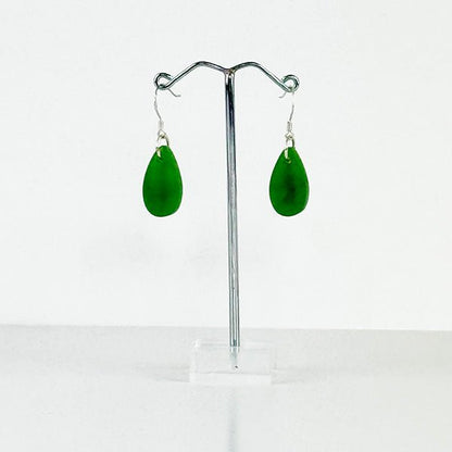 Small Genuine NZ Greenstone Teardrop Earrings - ShopNZ