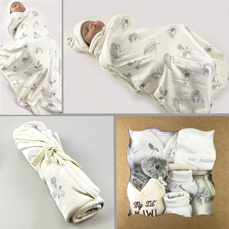 Souvenir Newborn Baby Romper Set Blanket and Kiwi Toy Gift Box - ShopNZ
