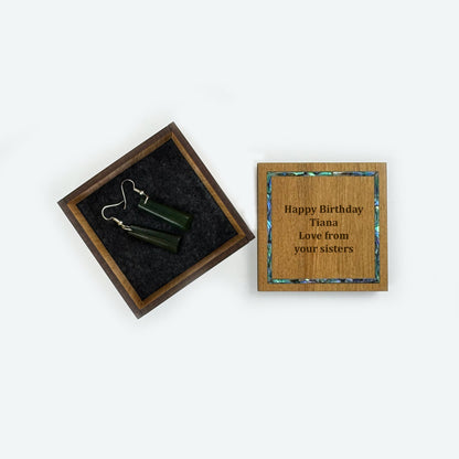 Square Rimu and Paua Jewellery or Trinket Box - Engravable for that Special Occasion - ShopNZ