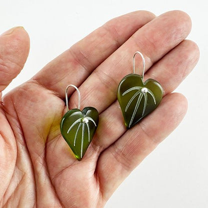 Stone Arrow Eco Green Glass Kawakawa Earrings - ShopNZ