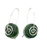Stone Arrow Greenstone Silver Spiral Drop Earrings - ShopNZ