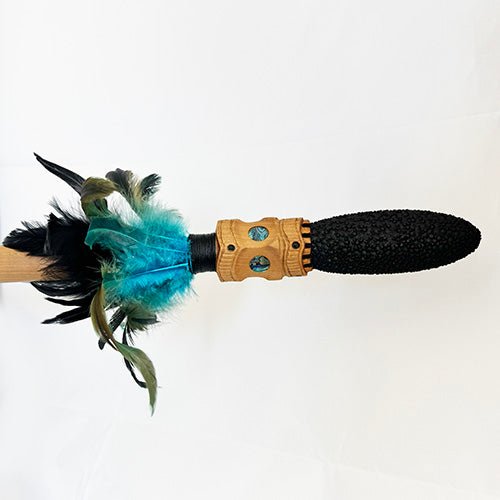 Stunning 1.6m Kanuka Maori Taiaha on Kauri Stand - one only available - ShopNZ