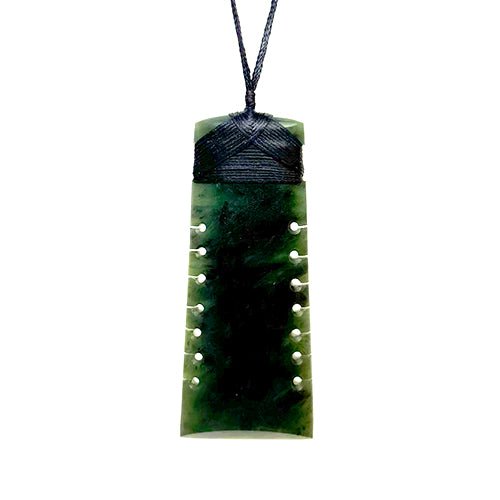 Stunning Genuine NZ Greenstone Toki Necklace with Notching - ShopNZ