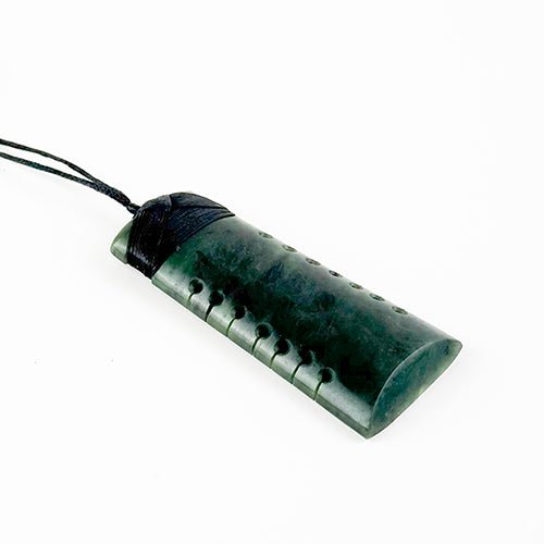 Stunning Genuine NZ Greenstone Toki Necklace with Notching - ShopNZ