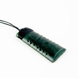 Stunning Genuine NZ Greenstone Toki Necklace with Notching - ShopNZ