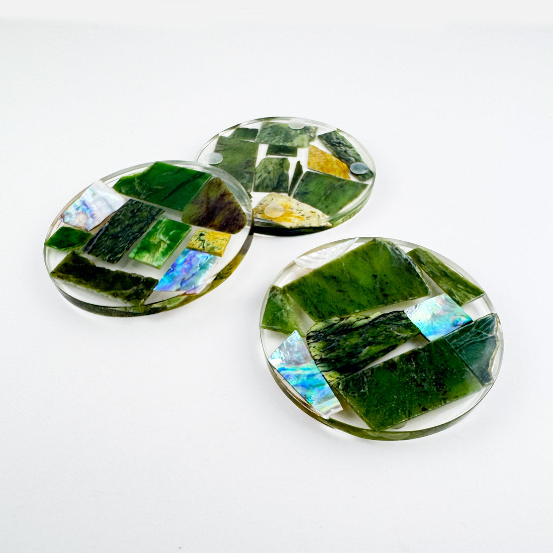 Stunningly Beautiful Paua Shell and Greenstone Coasters - ShopNZ