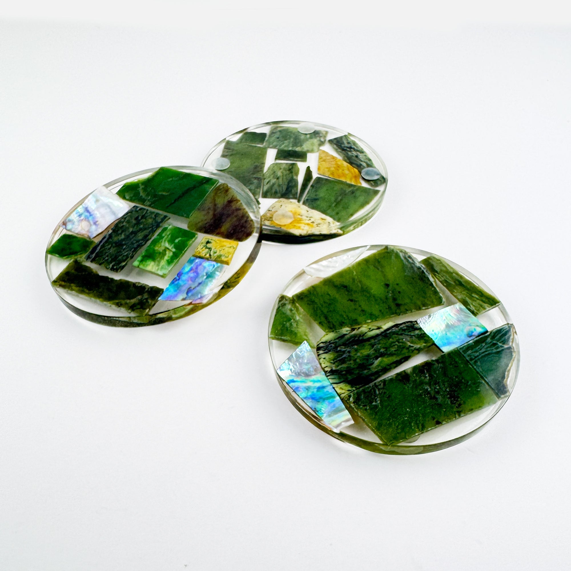 Stunningly Beautiful Paua Shell and Greenstone Coasters - ShopNZ
