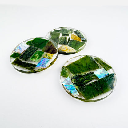 Stunningly Beautiful Paua Shell and Greenstone Coasters - ShopNZ