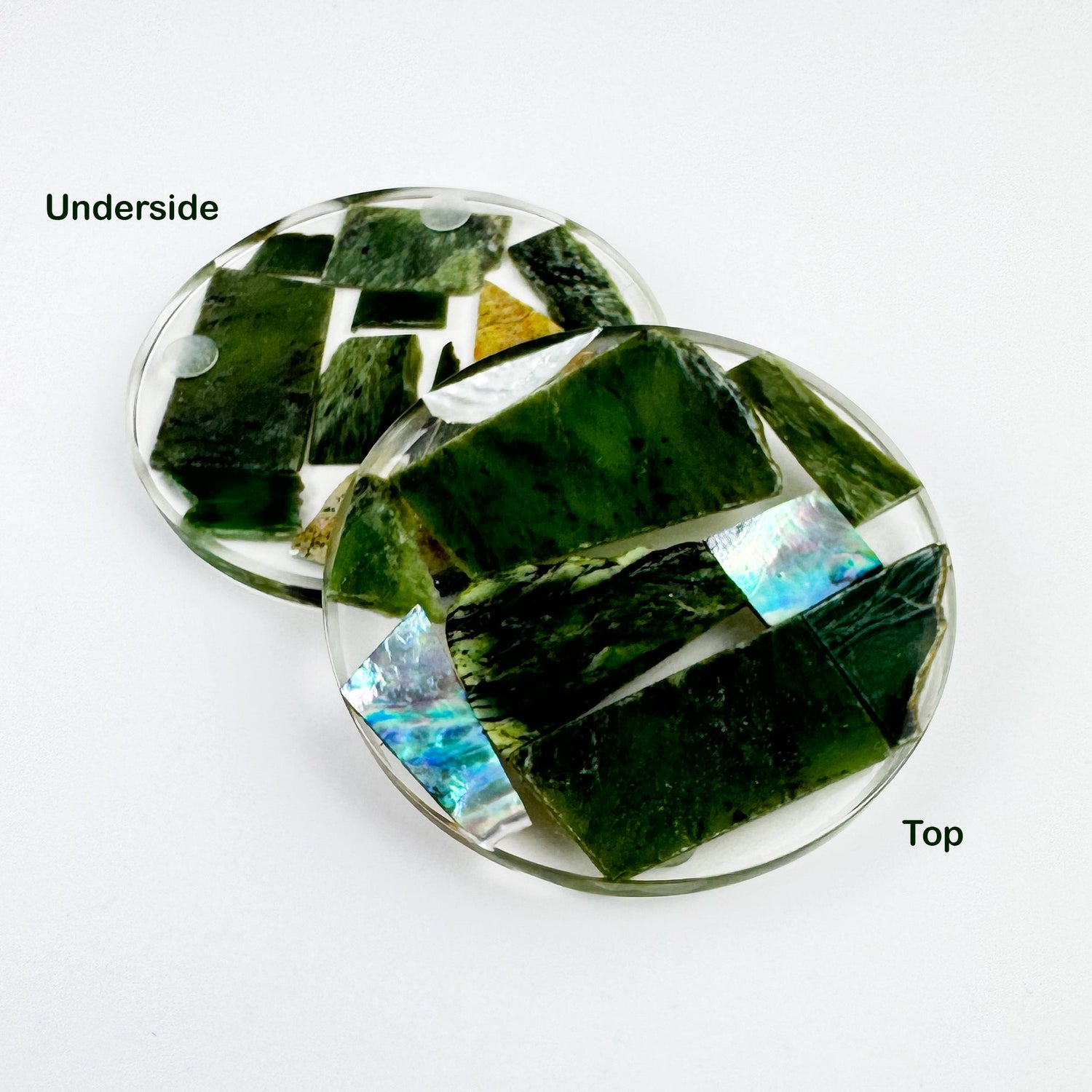 Stunningly Beautiful Paua Shell and Greenstone Coasters - ShopNZ
