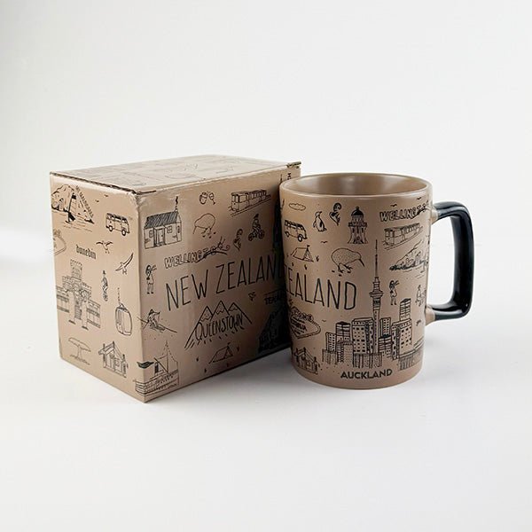 Stylish Brown NZ Souvenir 13oz Big Mug - ShopNZ