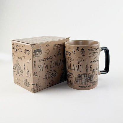Stylish Brown NZ Souvenir 13oz Big Mug - ShopNZ