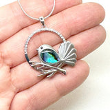 Super Cute Paua Fantail Bird Circle Necklace - ShopNZ