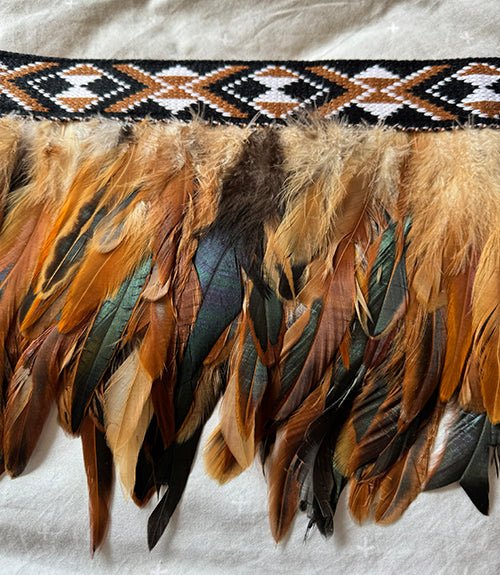 Tan Brown and Jade Short Ceremonial Korowai - ShopNZ