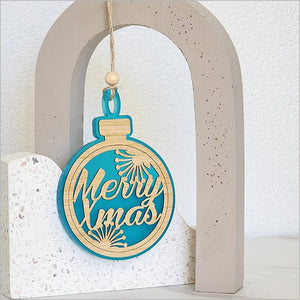 Teal NZ Merry Christmas and Pohutukawa Ornament - ShopNZ