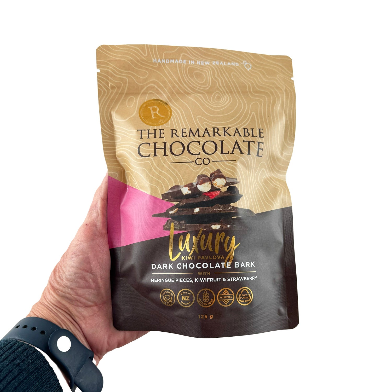 The Remarkable Chocolate Co Luxury Kiwi Pavlova Dark Chocolate Bark - ShopNZ