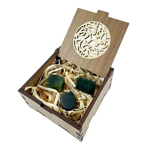 Three Pounamu Touch Stones in River Rimu Box - ShopNZ