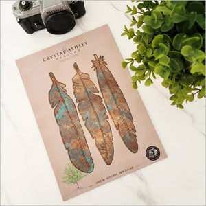Weathered Copper Look Wall Art Feathers - ShopNZ