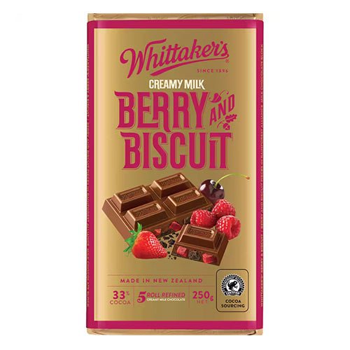 Whittakers Berry and Biscuit Chocolate Block - ShopNZ