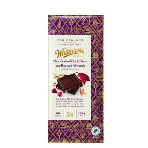 Whittakers Black Doris Plum and Roasted Almonds Dark Chocolate - ShopNZ
