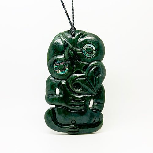 Whopper 11cm (4 3/8&quot;) Genuine NZ Greenstone Tiki Necklace - ShopNZ