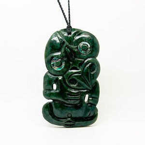 Whopper 11cm (4 3/8") Genuine NZ Greenstone Tiki Necklace - ShopNZ