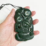 Whopper 11cm (4 3/8") Genuine NZ Greenstone Tiki Necklace - ShopNZ