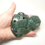 Whopper 11cm Genuine NZ Greenstone Side Hung Tiki Necklace - ShopNZ