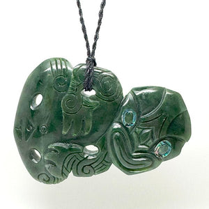 Whopper 11cm Genuine NZ Greenstone Side Hung Tiki Necklace - ShopNZ