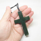 Whopper 8cm Pounamu Greenstone Cross Necklace - ShopNZ