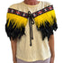 Yellow and Black Short Maori Korowai with Red Taniko - ShopNZ