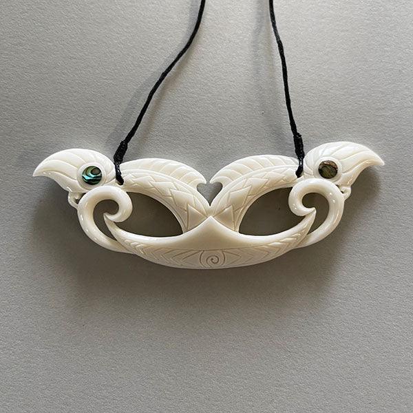 10cm Maori Bone Manaia Breastplate Necklace - ShopNZ