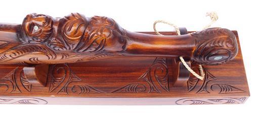 Large 46cm Carved Maori Wahaika Club on Stand - ShopNZ