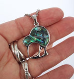 Paua and Silver Kiwi Bird Necklace - ShopNZ