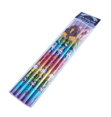 Pack of 5 NZ Animal Pencils plus Kiwi eraser - ShopNZ