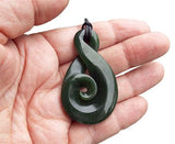 Large NZ Greenstone Twist with Koru Necklace - ShopNZ