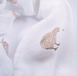 White NZ Scarf with Sparkly Gold Kiwi - ShopNZ